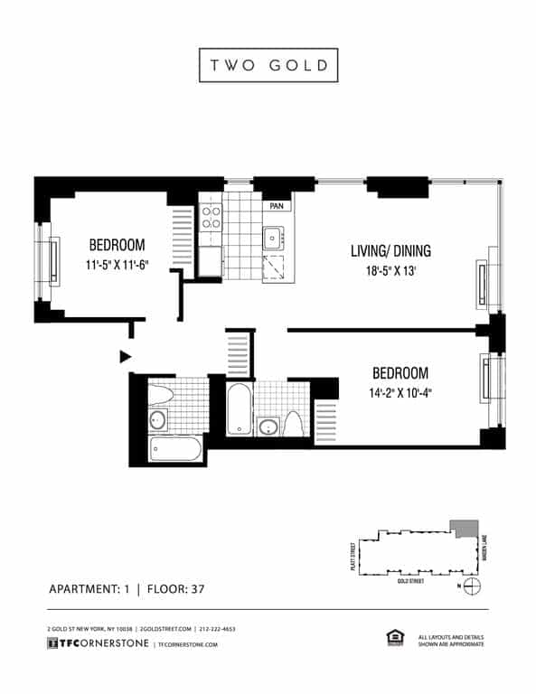 2 Gold St by TF Cornerstone 89 Maiden Lane #3701, Manhattan, NY 10038 2