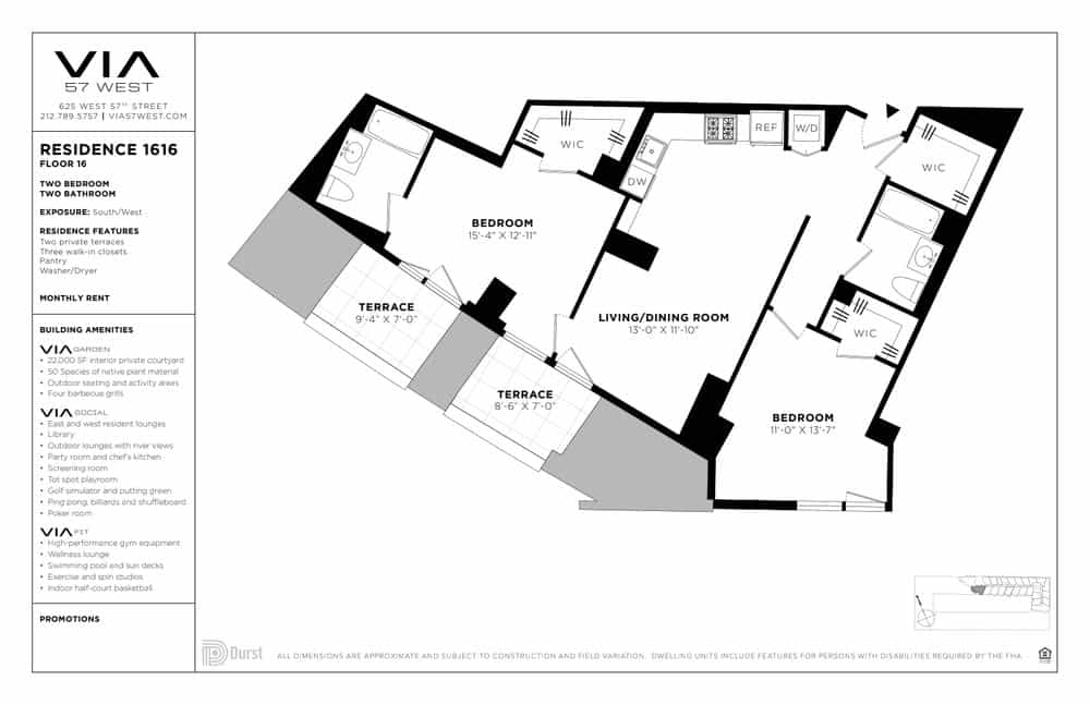 VIA 57 West 625 West 57 Street #1616, Manhattan, NY 10019 2