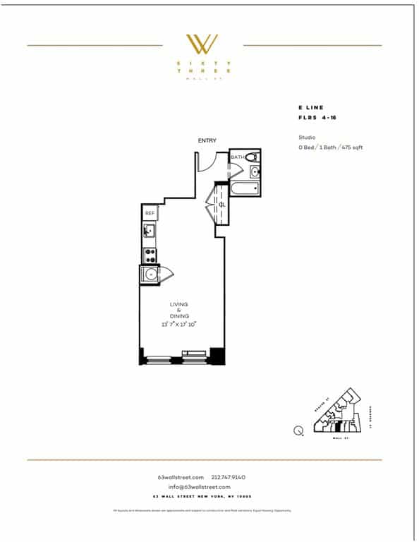 63 Wall Street Apartments 1B Hanover Street #5E, Manhattan, NY 10005 2