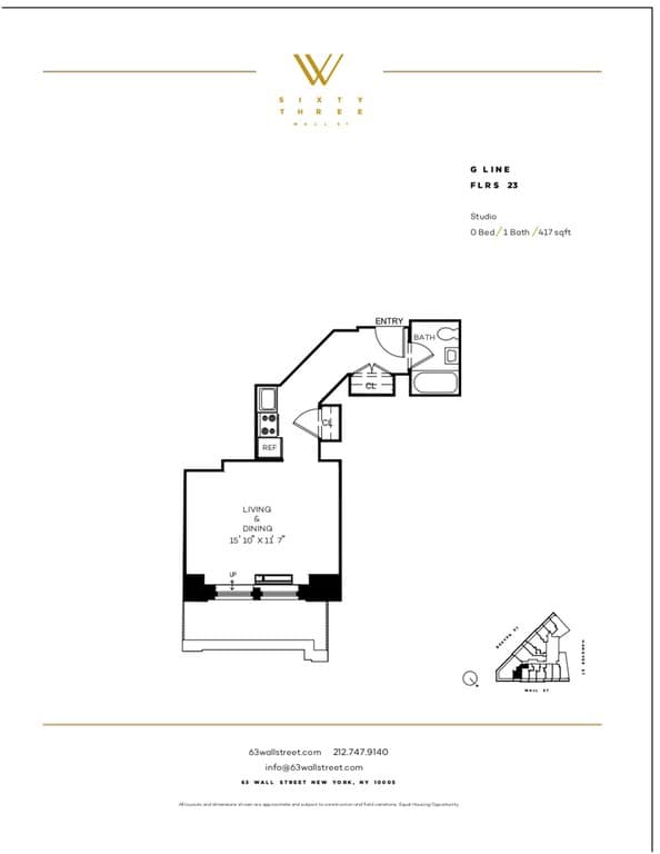 63 Wall Street Apartments 1B Hanover Street #67-23G, Manhattan, NY 10005 1
