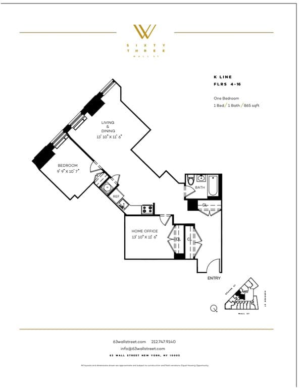 63 Wall Street Apartments 1B Hanover Street #12K, Manhattan, NY 10005 1