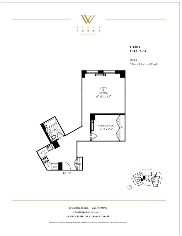 63 Wall Street Apartments 1B Hanover Street #1508, Manhattan, NY 10005 1