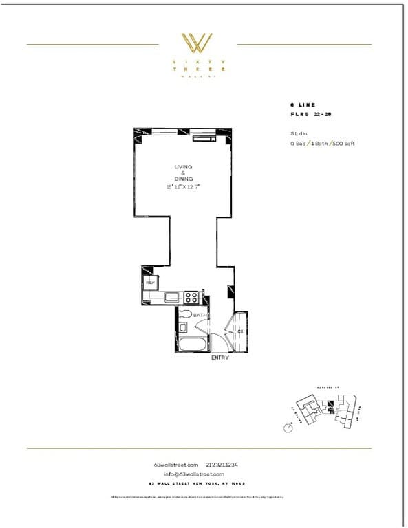 63 Wall Street Apartments 1B Hanover Street #63-2206, Manhattan, NY 10005 1