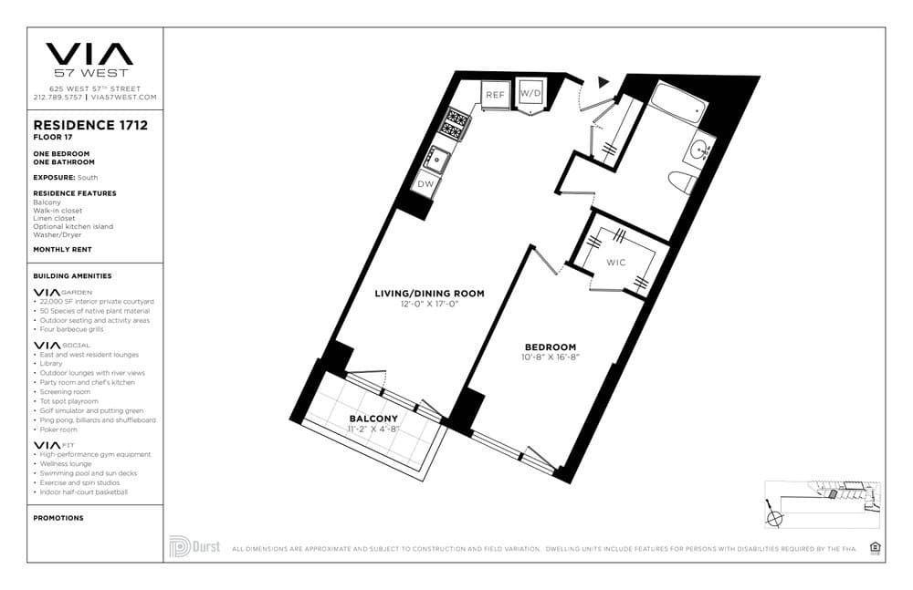 VIA 57 West 625 West 57 Street #1712, Manhattan, NY 10019 1