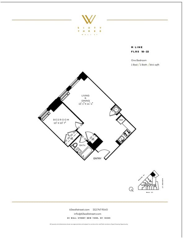 63 Wall Street Apartments 1B Hanover Street #18M, Manhattan, NY 10005 1